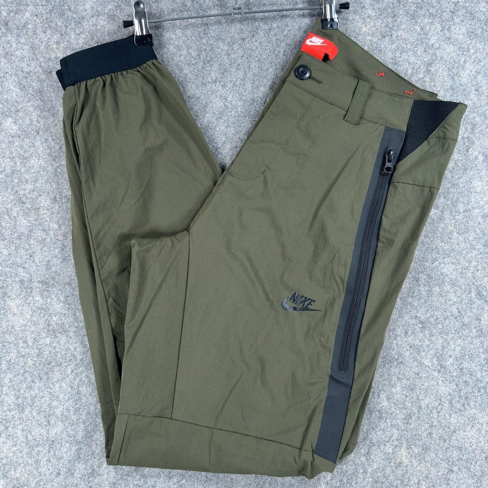 Nike Tech Woven Pants Mens 32x29 Green Hiking Joggers Zip Pocket Stretch 748024